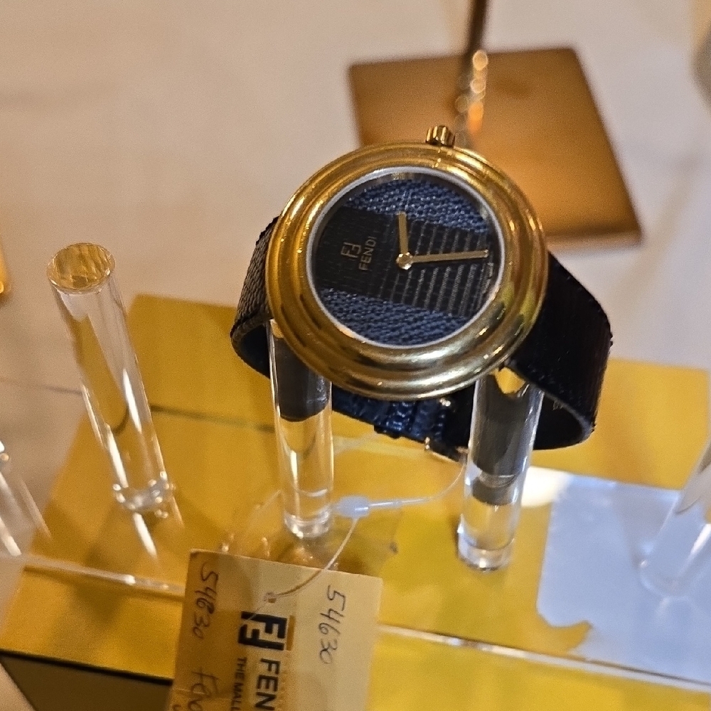Fendi Gold and Black  Circular Display Women's Watch NWT